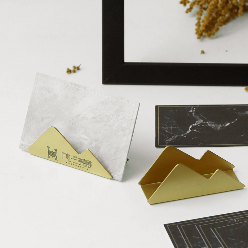 Nordic Ins Brass Mountain Peak Tissue Box Upscale Designer Desktop Swing Piece Photo Clip Convenience Stickup Business Card Base