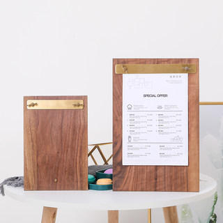Yoyo Space ins Design Display Menu Holder A4 Shop Counter Order Holder Pad A5 Brass Solid Wood Store