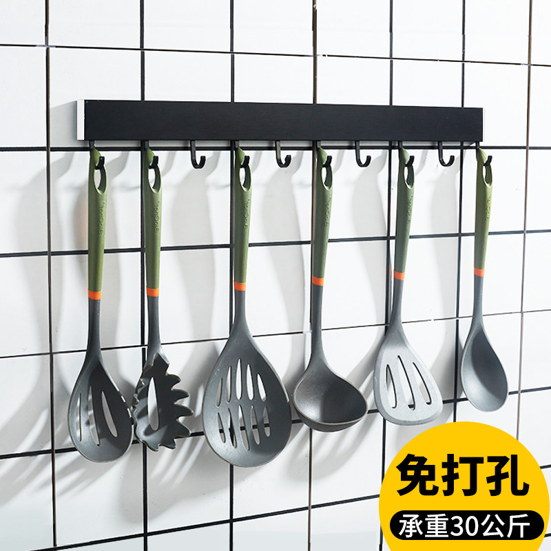 Kitchen Hook-Free Wall-mounted Wall-mounted Space Aluminum Drab Hook Kitchen pendant hanger Hanging Pan Home Cookware Hanging