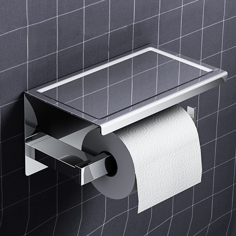 Toilet paper towel rack toilet roll paper cylinder 304 stainless steel toilet bathroom roll paper rack toilet paper box free of punch-Taobao