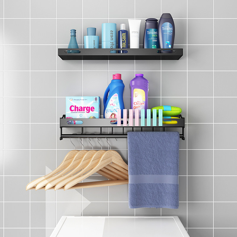 Bathroom shelf space aluminum non-perforated dressing room wall-mounted towel rack toilet wall storage shelf