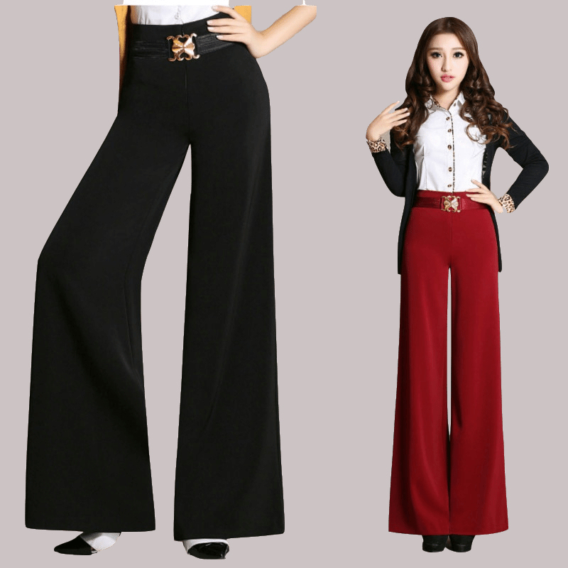 Modern national standard dance wide-leg pants female adult high waist ballroom dance bell-bottom pants fashion slim wide-leg trousers