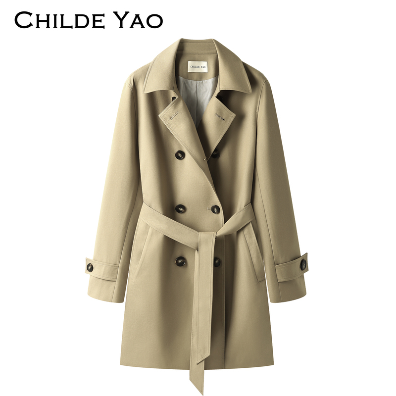 Childe Yao Casual Trench Coat for Women, Mid-Length, 2026 Autumn New Style, Relaxed and Stylish Coat