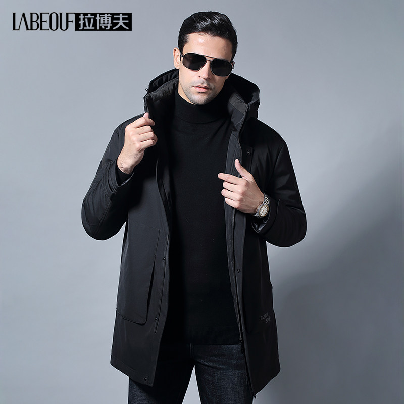 LaBeouf light and thin down jacket men's middle-aged business casual thickened inner bile trench coat winter father dad jacket