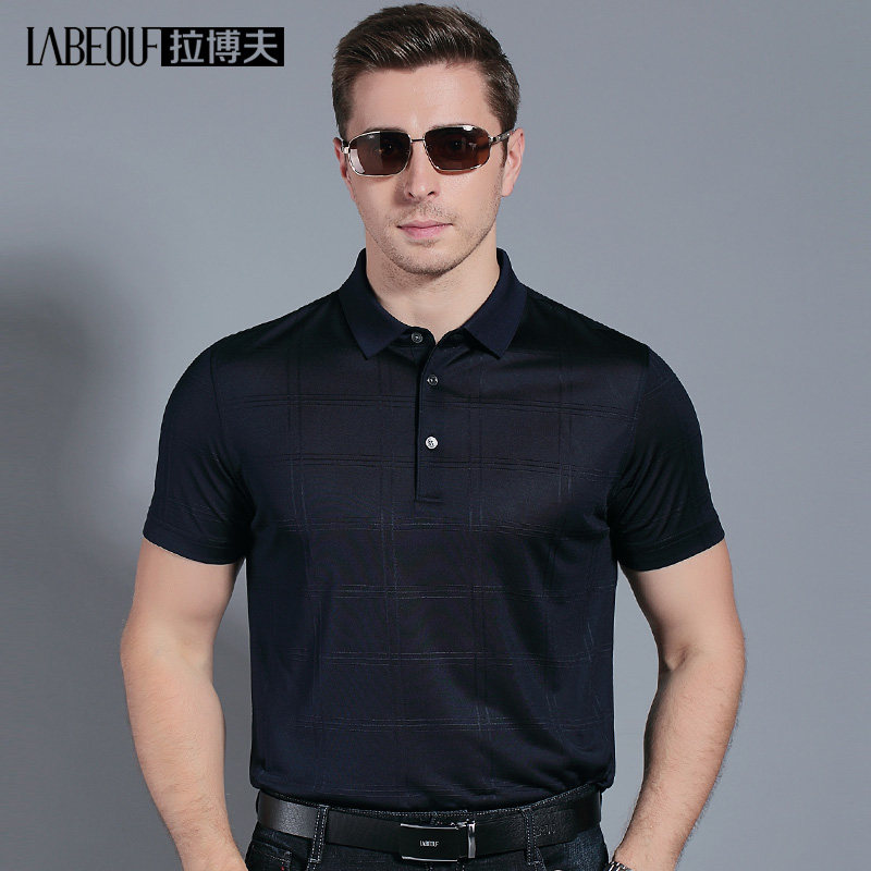 La Bovsan silk men's T-shirt middle-age leader short-sleeve breathable half-sleeve loose men's summer thin men's wear