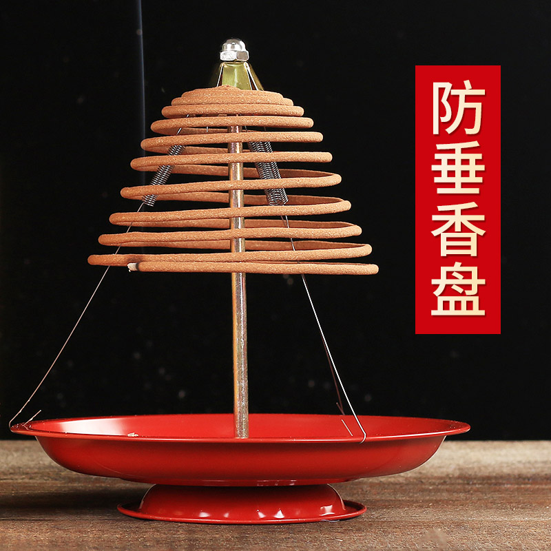 Anti-drooping sandalwood tray 12 hours ring incense rack powder room with bracket incense holder anti-extinguishing anti-moisture red tray