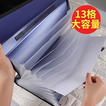 Morning Light Organ Bag Multilayer Blue Grey Bill Bag Handbag Affair Bag Containing office Students Examination Paper Admission