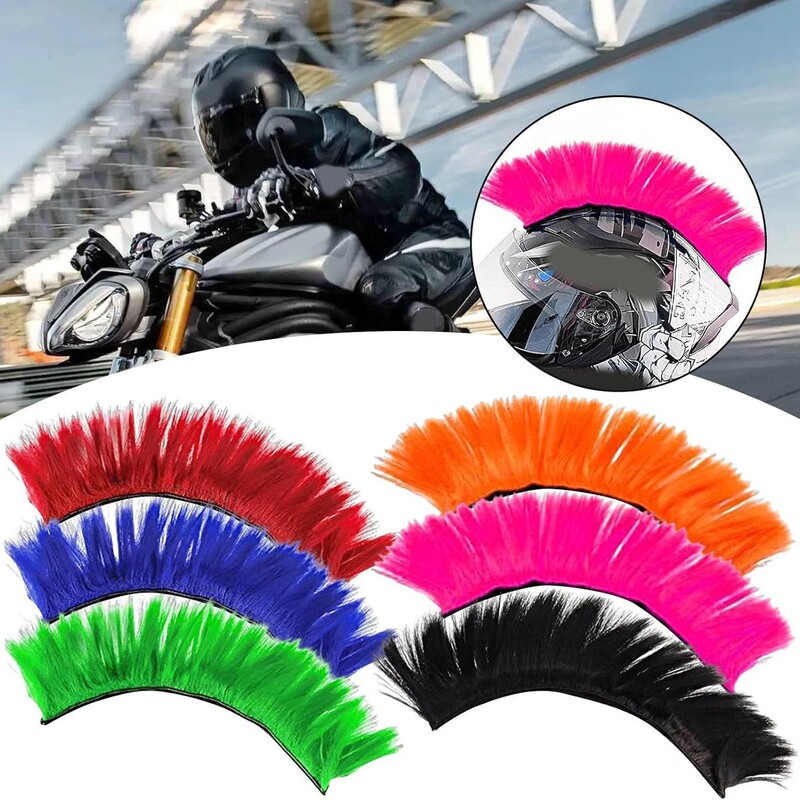 Direct Selling Motorcycle Balance Bike Helmet Velcro Wig Mohawk Colorful Rooster Comb Hair Halloween Wig Two-Tone Direct Selling Motorcycle Balance Bike Helmet Velcro Wig Mohawk Colorful Rooster Comb Hair Halloween Wig Two-Tone