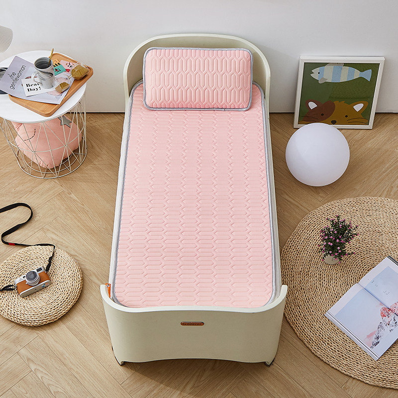 Pure color kindergarten summer mat baby cartoon latex ice silk mat two-piece baby air-conditioning mat washable