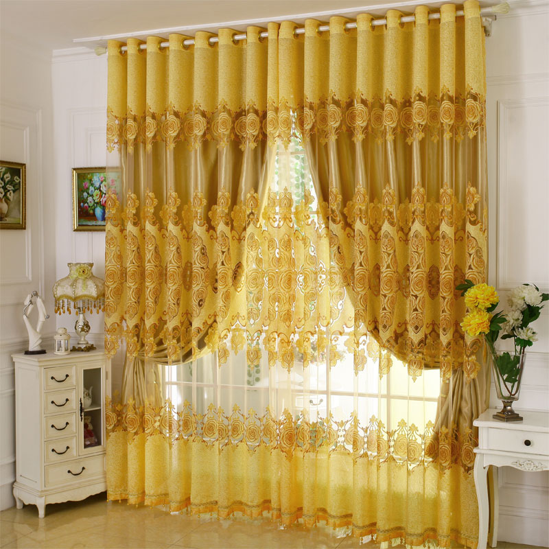 Double Layer Curtains Finished European Style Extravagant Living Room Atmosphere Nordic Yarn Curtain Bedroom Wedding 2019 New shading curtains