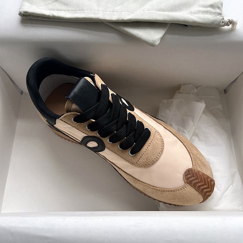 [Top Version] Thick-Soled Agan Shoes for Women, Genuine Leather Color-Blocked Casual Sneakers with Hidden Height Increase, Waffle-Style Training Shoes for Men