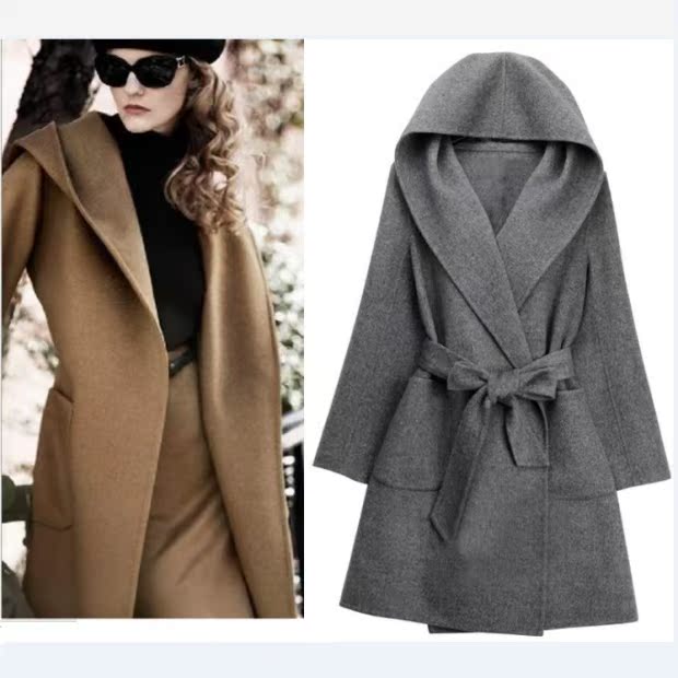2018 Châu Âu và Hoa Kỳ mùa thu đông mới Thời trang nữ mới Áo len cashmere trùm đầu dài cho nữ áo khoác len mỏng