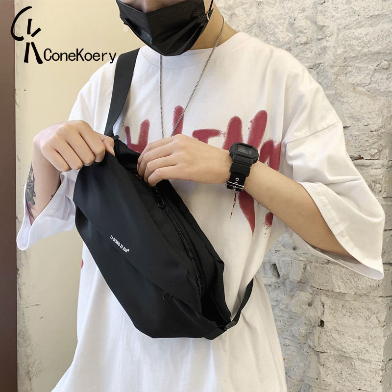 French pocket sport men riding single shoulder diagonal satchel with multifunction sports chest bag Leisure light Magnetic buckle bag