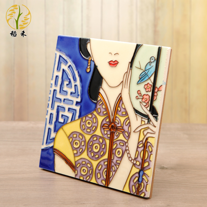 Shanghai characteristic ceramic hand-painted porcelain plate painting living room wall decoration painting restaurant aisle porch Chinese hanging painting wall decoration