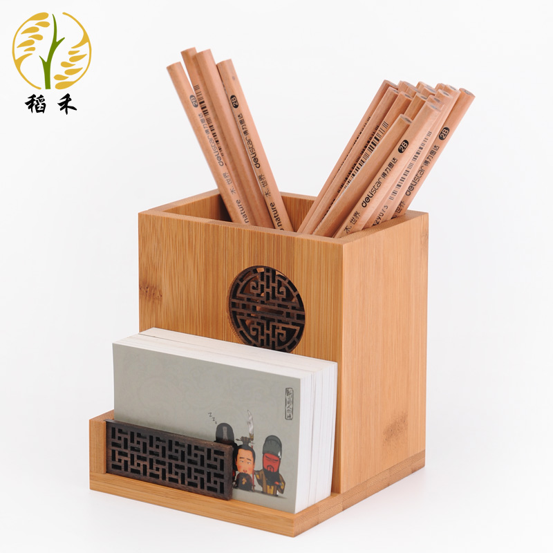 Pen holder creative fashion office study desktop multifunctional storage box retro Chinese style craft gift decoration simple ornaments