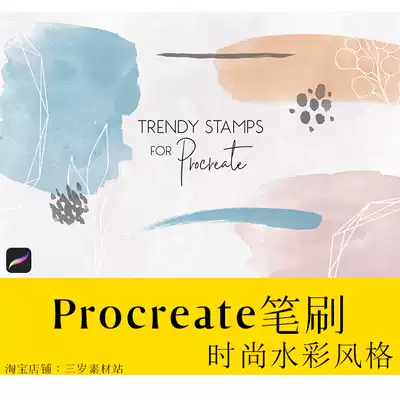 Procreate水彩笔刷淡彩渲染艺术粉彩手绘插画大师级画板ipad笔触