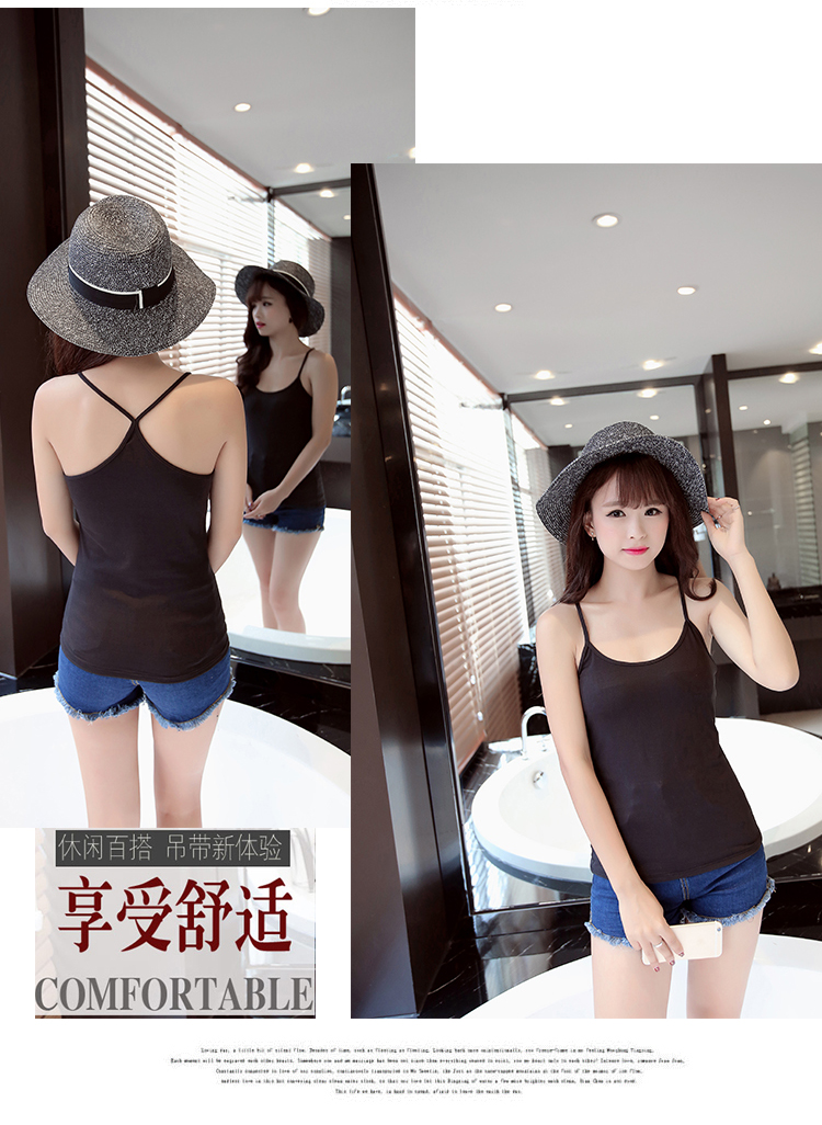 Áo yếm nữ nhỏ bằng vải cotton ngắn bên ngoài mặc mùa hè gợi cảm bên trong đơn giản, đa năng đen trắng hàng đầu áo sơ mi nữ
