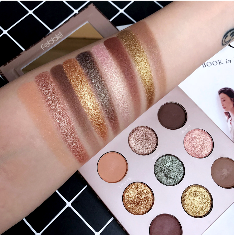 Xuất khẩu Dubai Febble 9 màu 9 màu ngọc trai phân cực mờ bột ướt phấn mắt màu lá phong rượu vang đỏ đất - Bóng mắt bảng mắt 3ce 9 ô