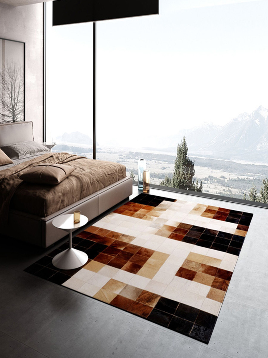 43 European bedroom tea - padded animal skin rectangular coffee plate puzzle manually spliced horse hair