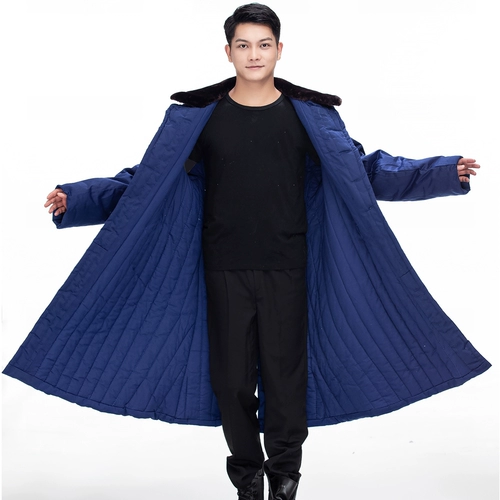 Длинное зимнее пальто, куртка, синий пуховик, увеличенная толщина