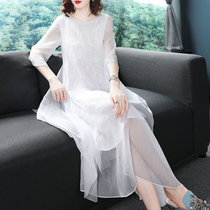 Retro French niche skirt Summer temperament socialite national style Chinese style national style cheongsam improved dress