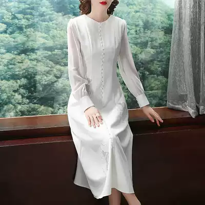 Skirt Women Spring Festival Gala with temperament Chinese style women retro style national style fairy White Dress Hipster