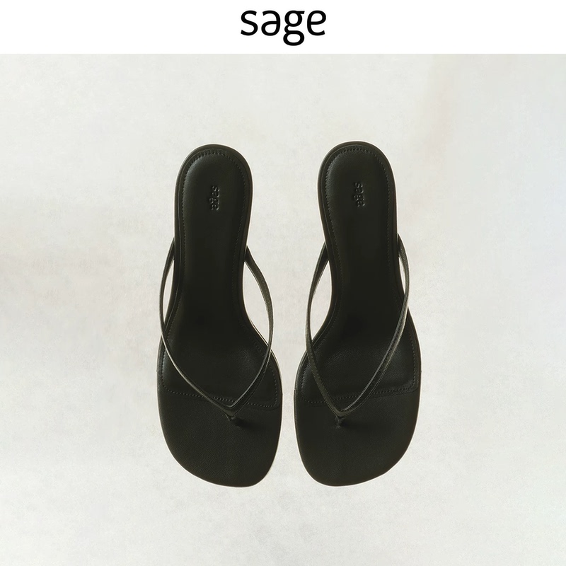 Sagestudio Sea Pine Tea Green Sheepskin Kitten Heel Flip-Flops