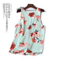 2716 Foreign trade Summer new Korean version Vest Woman Printed Loose Round Collar Sleeveless 100 hitch undershirt tide