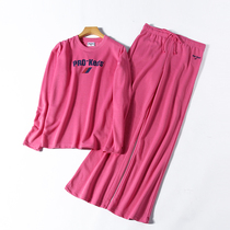 0303 foreign trade 2018 autumn new sports suit womens long-sleeved round neck letter printing casual thin suit tide