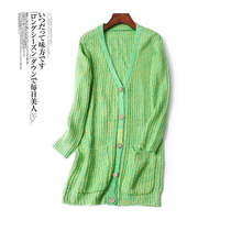 MD 2020 new Korean version Flower Color Sweater Jacket Womens Clothing Knitted Sweatshirt Woman Cardiovert 100 Ride of the Collar Blouse Tide