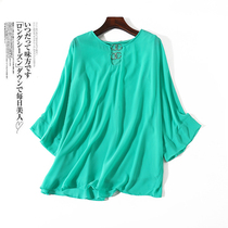 2607 2020 Summer Dress New Loose Casual Short Sleeves Bat temperament Thin Veil and Snow Textile Shirt