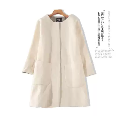 0139 woolen coat women 2019 Winter wear new Korean version of loose long sleeve round neck solid color woolen cloth coat coat