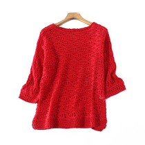 2708 Spring clothes 2020 new Korean version womens clothing hollowed-out blouses 70% sleeves casual 100 hitch-knitted sweatshirt tide