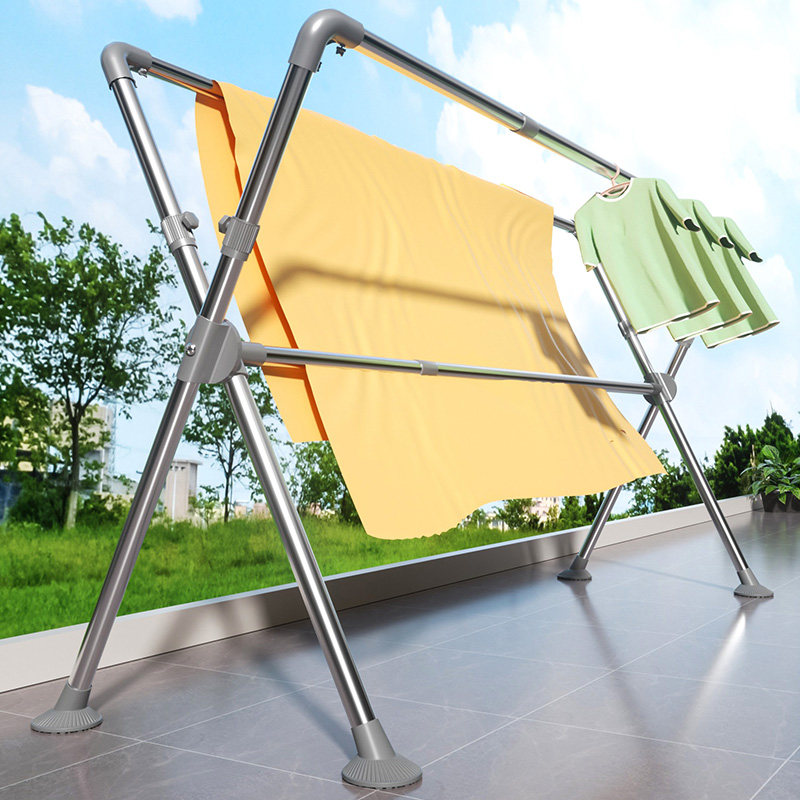 Clothes rack floor-to-ceiling folding indoor home balcony outdoor stainless steel clothes drying rack retractable drying quilt artifact outdoor