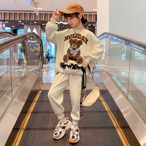 Girls autumn clothing sports suit 2022 The new foreign air CUHK Childrens spring and autumn season online red trendy two sets of damp