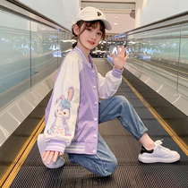 Girl Baseball Suit Jacket Spring Autumn Money 2022 New Children Foreign Air Autumn Clothing Great Boy Girl Han Edition Jacket Blouse