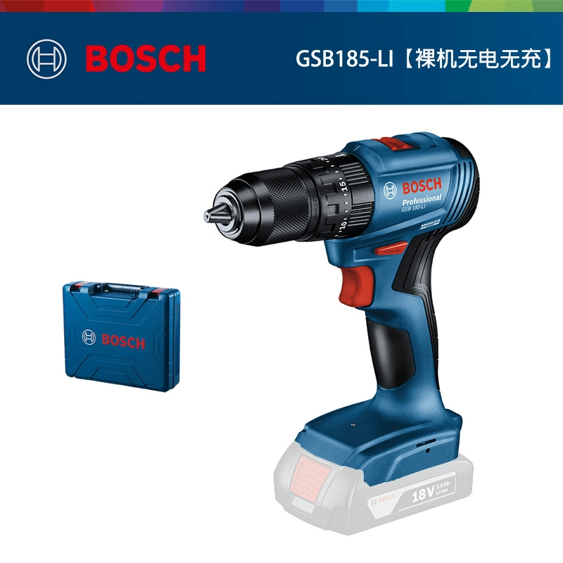 Máy khoan cầm tay không chổi than dùng pin lithium Bosch Máy khoan tác động tuốc nơ vít gia đình đa chức năng Dụng cụ điện có thể sạc lại GSB185 máy khoan điện Máy khoan đa năng