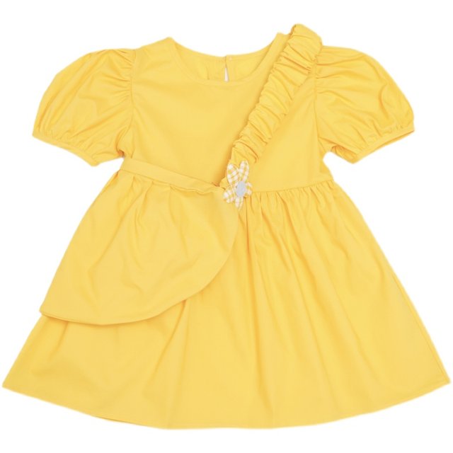 Children's short-sleeved dress summer girls puff sleeve bag princess dress little girl western style pleated tutu skirt tide