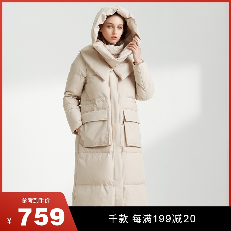 Podons Denoiutlets Olea new women's long version Detachable Hat Fashion Warm Warm And Cold Creative Winter Down Clothes