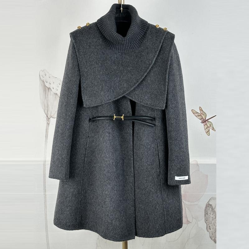 Camel Wool Detachable Shawl Cape Neck Warmer Double-Sided Cashmere Coat Mid-Length Women's 2025 Woolen Coat Trendy Camel Wool Detachable Shawl Cape Neck Warmer Double-Sided Cashmere Coat Mid-Length Women's 2025 Woolen Coat Trendy