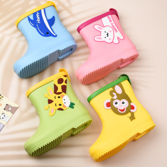 Children's rain boots boys rain boots girls cute cartoon non-slip water shoes big children baby rain boots toddler rubber shoes