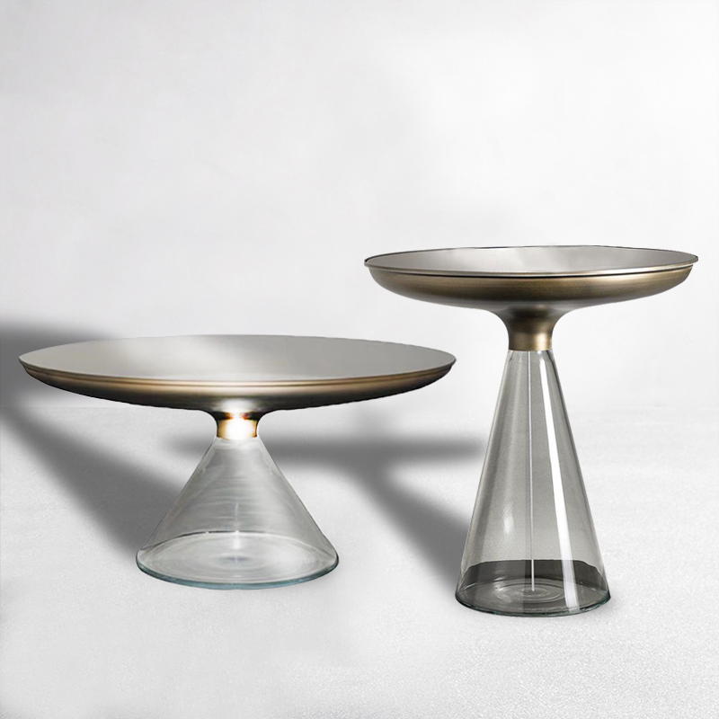 Glass tea table light luxury round Nordic designer creative modern minimalist sofa side a few living room corner a few round tables