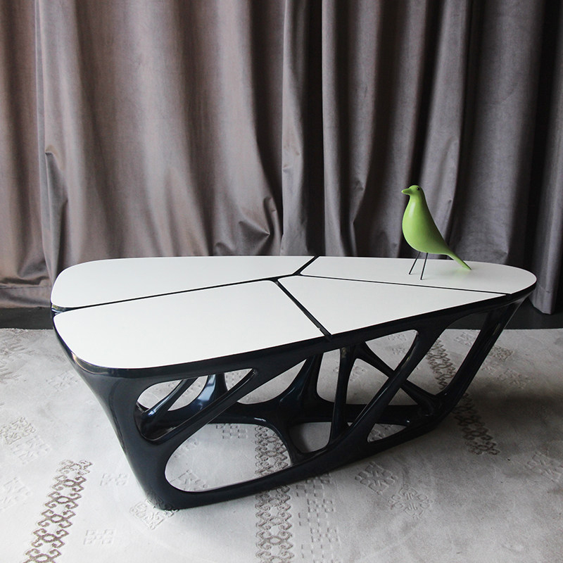 Nordic designer space negotiation table special-shaped triangle hollow art coffee table creative simple living room sofa coffee table