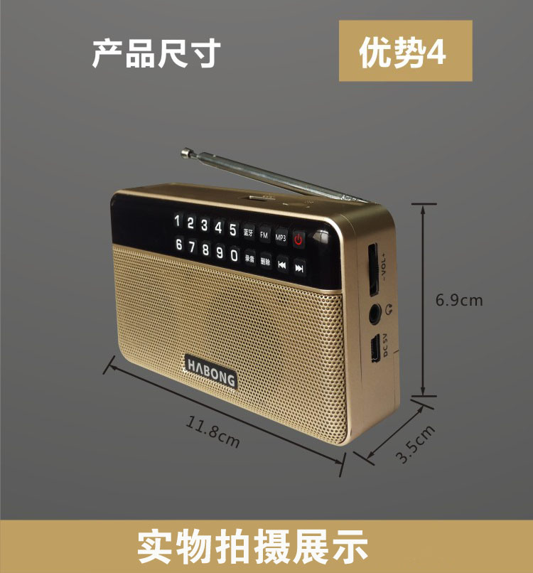 Icebreaker card radio mini mini stereo với ghi âm Bluetooth Máy nghe nhạc mp3 Walkman - Máy nghe nhạc mp3 máy nghe nhạc có bluetooth giá rẻ