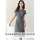 Summer 2024 ໃຫມ່ Casual Round Neck High Waist Deer Embroidered T-shirt Dress Women's Short Sleeve Slit Loose Mid Skirt