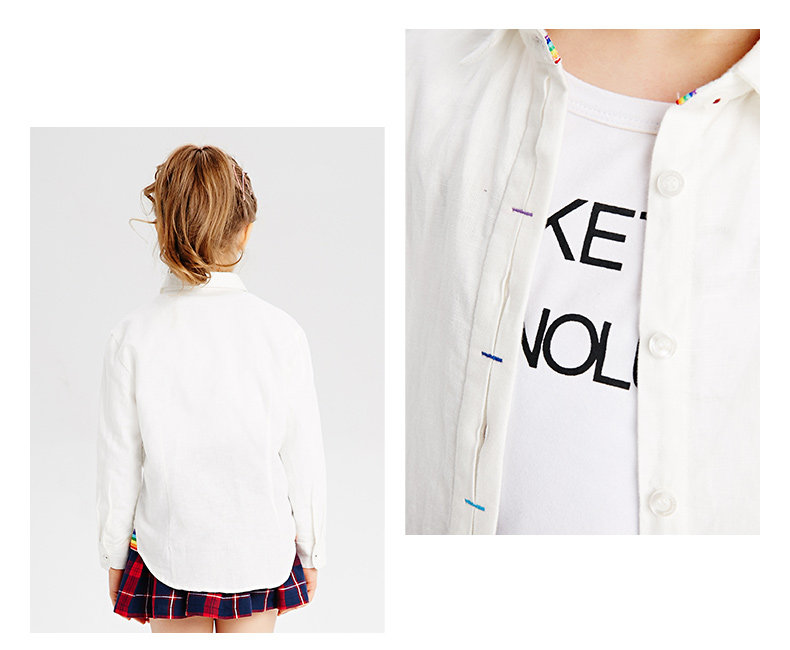 Chemise fille à manche longue en lin - Ref 2085640 Image 27