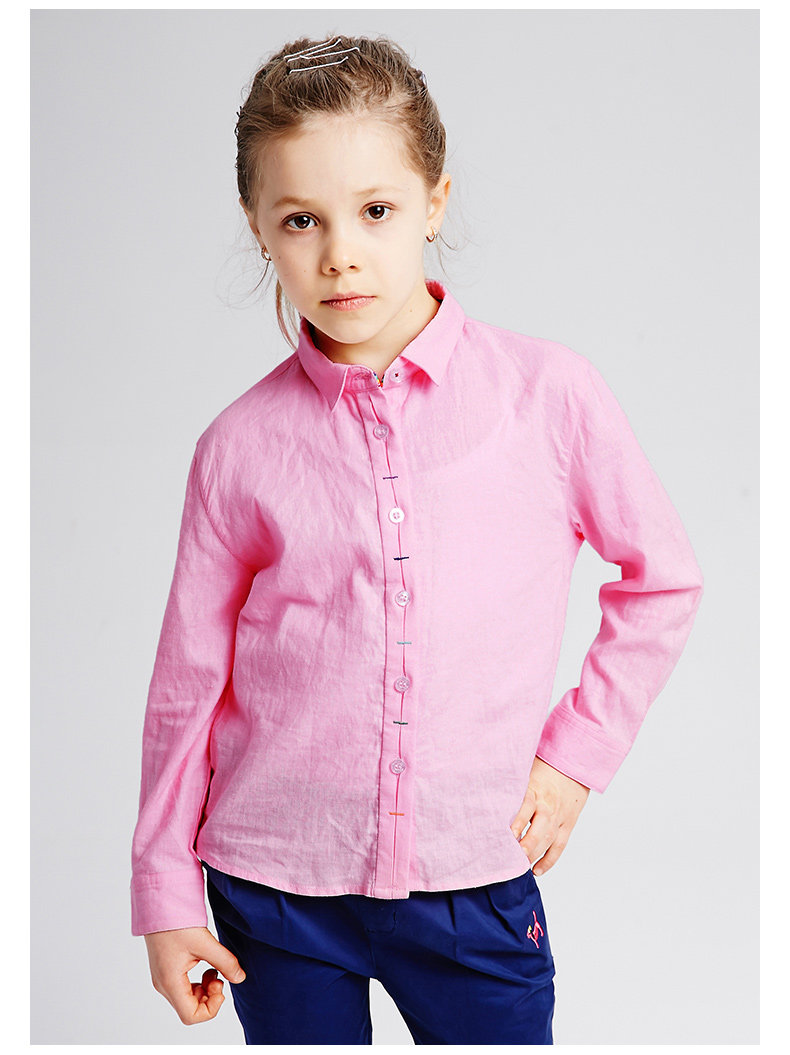 Chemise fille à manche longue en lin - Ref 2085640 Image 20