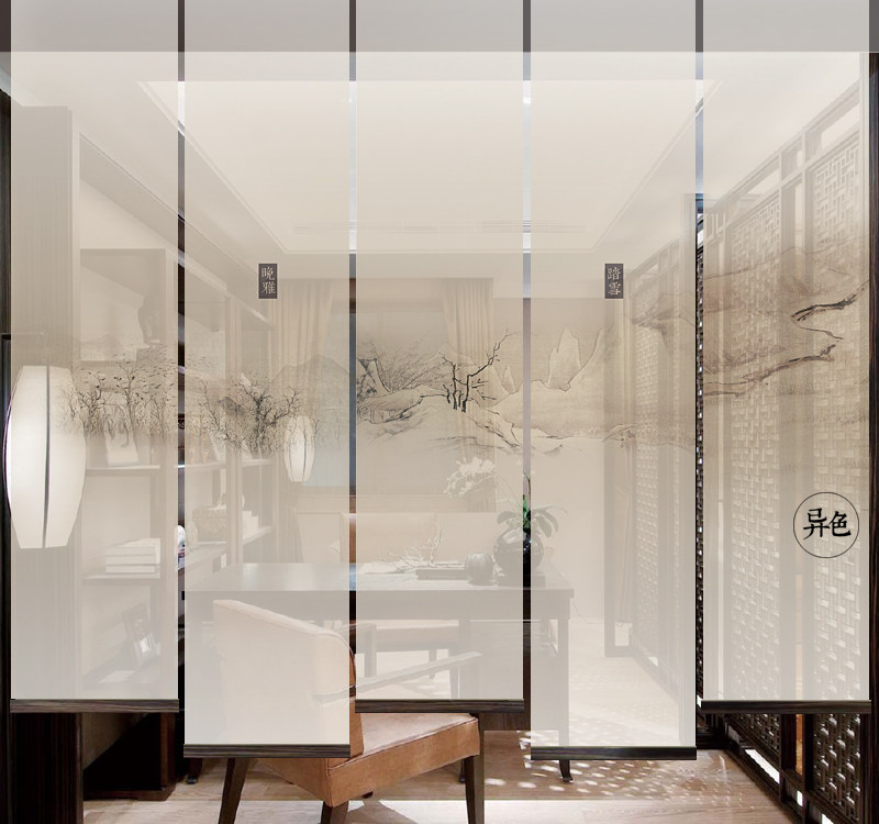 Heterochromic Chinese soft curtain Soft screen Soft partition hanging screen Living room transparent roller curtain 0571 Yuxi evening elegance