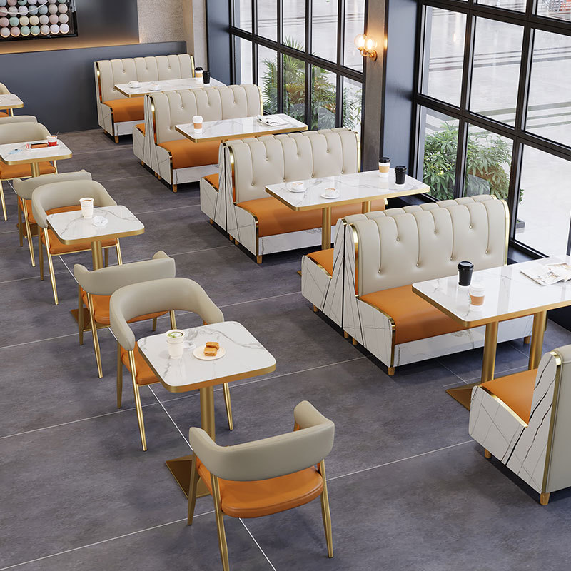 Xiongtu Milk Tea Shop Tables and Chairs, Café Booths, Sofas, Dining Furniture, Burger Shop, Snail Noodle Restaurant, Trendy Dining Table and Chair Sets