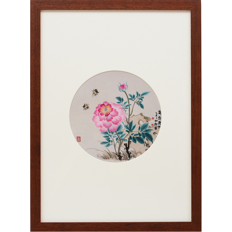 Ancient Wu female red 1-4 silk fine handmade Su embroidery finished hanging painting Living room entrance Chinese embroidery decorative painting